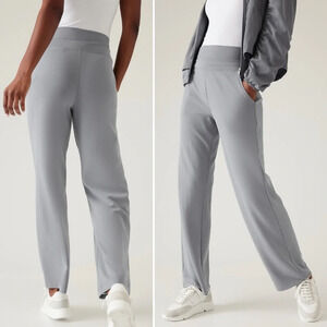 Athleta Seasoft Wide Leg Pants in Coastline Blue Grey Size M Yoga Lounge Pockets